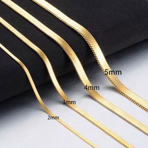 Herringbone Vermeil 10K Herringbone 2Mm 3 4 Mm Snake Chain Stainless Steel Waterproof <b>Choker</b> Necklace for Women - Product Image 3