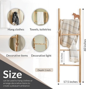 Colcha <span class=keywords><strong>de</strong></span> bambú decorativa moderna para casa <span class=keywords><strong>de</strong></span> campo, soporte para manta <span class=keywords><strong>de</strong></span> <span class=keywords><strong>madera</strong></span> Natural, estante <span class=keywords><strong>de</strong></span> almacenamiento para abrigos y sombreros para sala <span class=keywords><strong>de</strong></span> estar - Product Image 2