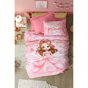 Cotton Box Junior Single <b>Fitted</b> <b>Sheet</b> Duvet Cover Set Gimbiya Pink with Princess Style Character <b>Pattern</b> for Home Use - Product Image 3
