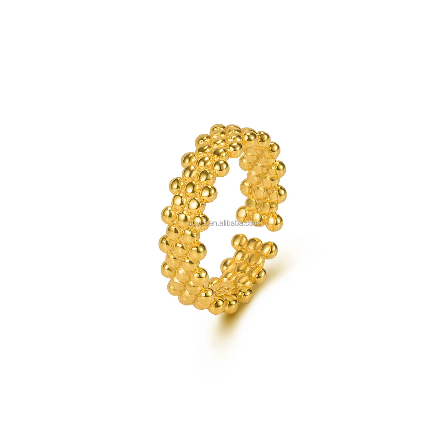 Personalizado 925 plata esterlina 18K oro rodio mujeres joyería de moda anillos abiertos 3 capas anillos de cuentas