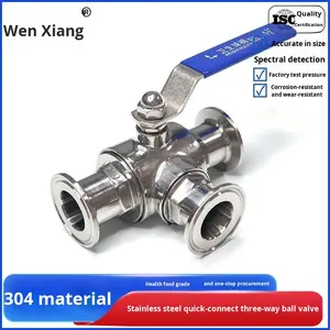 Válvula de Bola de Tres Vías de Acero Inoxidable 304 de Instalación Rápida, Tipo Abrazadera Manual Sanitaria, Conexión Rápida Tipo T, Interruptor Tipo L - Product Image 3