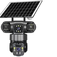 Caméra de sécurité extérieure QL20 à triple vue, haute définition, CMOS, alimentée par énergie solaire, étanche IP66, durable, détection de mouvement, carte SD