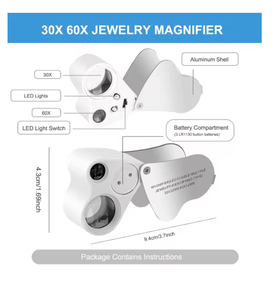 Lupa Portátil de 30X 60X con Luz para Joyería, Lectura, Deportes y Entretenimiento - Product Image 5