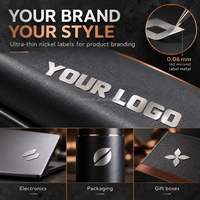 Autocollants de transfert de logo en nickel électroplaqué ultra-minces, étiquettes métalliques autocollantes pour le branding d'ordinateurs portables