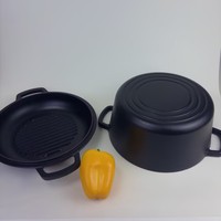 Cocotte en fonte émaillée 2-en-1 avec couvercle bombé, antiadhésive, compatible four, gaz, induction et toutes plaques de cuisson, pour ragoûts, soupes et cuisson du pain