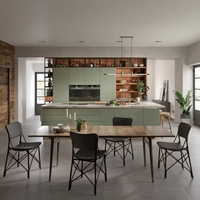Ensemble d'armoires de cuisine de luxe Vermonhouzz, meubles de cuisine contemporains avec étagères à cadre métallique ouvert, armoire de cuisine laquée mate