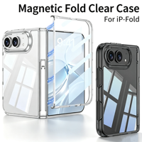 Étui de téléphone pliable transparent magnétique pour iPhone Duo avec béquille antichoc
