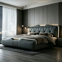 Ensemble de chambre à coucher de luxe Runwood, lit king size, haute qualité, rembourré, avec fonction d'éclairage LED et rangement intégré - vente en gros