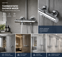 Mitigeur de douche thermostatique en alliage de zinc, système de douche mural apparent, finition chrome brossé