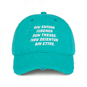 Casquette de baseball délavée bleu sarcelle à 6 panneaux avec texte brodé – Chapeau de soleil léger en coton lavé pour les sports de plein air - Product Image 1