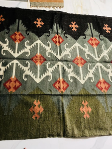 Alfombra Kilim de Yute y Lana Hecha a Mano |   Alfombra Tribal Geométrica Boho para Sala de Estar, Dormitorio, Decoración Rústica para el Hogar - Product Image 5