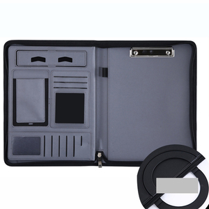 Organisateur de dossiers d'affaires multifonctionnel A4 en cuir PU Portefeuille à fermeture éclair Chargeur de banque d'alimentation pour ordinateur portable promotionnel Utilisation au bureau - Product Image 6