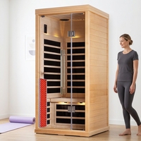 Ruang Sauna Uap Basah Inframerah Jauh Kayu Hemlock/Cedar Merah dengan Panel Kontrol Komputer dan Jendela Transom - Komersial Multiguna untuk Gym