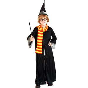 Nouvelle arrivée, robe de sorcière pour enfants pour fête d'<span class=keywords><strong>Halloween</strong></span>, costume coloré inspiré de films et de séries télévisées avec chapeau, ensemble de costume de cosplay en polyester - Product Image 3