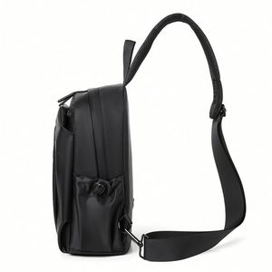 Men's Trendy <b>Black</b> Promotional <b>Backpack</b> Casual Fashionable Crossbody Chest for Motorcycle Personalized Shoulder Bag - Product Image 4