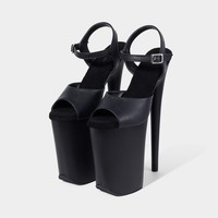 Chaussures de pole dance à lacets 23 cm, à bout ouvert, plateforme en PVC pour danseuses de boîte de nuit, performance estivale, vente en gros, personnalisation de marque