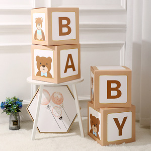 Scatola di Palloncini Gillian Wood Grain BABY a Forma di Cubo con Lettere e Grafica Elefante, Decorazioni per Feste di Natale, San Valentino, <span class=keywords><strong>Laurea</strong></span> - Product Image 3