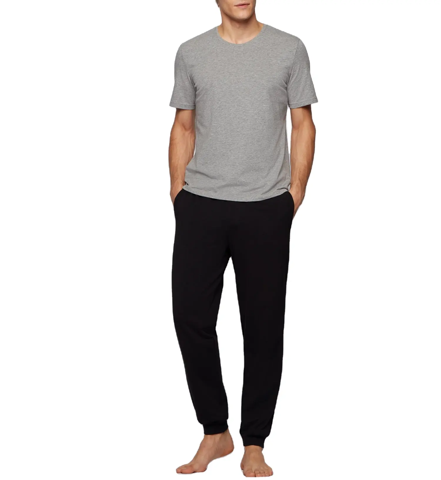 Customized cotton Solid Color Two Piece Pajamas, Long Sleeve Loungewear Pyjamas Man's Sleepwear