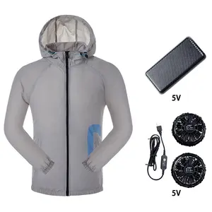 Factory Summer Thin Air Conditioned Clothes Jacket with Fan Long Sleeve Plus Size Outdoor Cooling Jacket