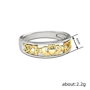 Two Tone Heart Crown Ring for Women Chic Luxury Fashion Statement Jewelry Daily Gift - Product Image 4