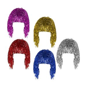 Brillante metálico Retro 80s 90s <span class=keywords><strong>de</strong></span> oropel Disco peluca Club Bling pelucas Halloween vestido sombreros Accesorios - Product Image 1