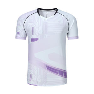 Custom Logo Design in Stock Global Shipping Unisex Shorts Sleeve Tennis Jersey 100% Polyester <b>Badminton</b> Shirts Sets Adults - Product Image 1