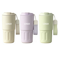 Bouteilles d'eau isothermes personnalisées à petite ouverture, tasses à café chaud et froid avec couvercle et corde