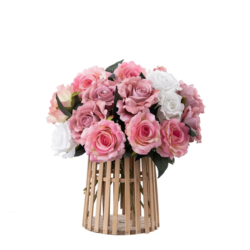 hot sale Artificial Flower Natural Touch Velvet Floral Roses flower for Wedding Decorative