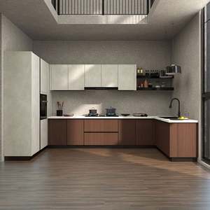 Meilleurs placards en contreplaqué mélaminé en forme de U, nouvelle conception de cuisine moderne personnalisée pour la maison, gratuit - Product Image 3