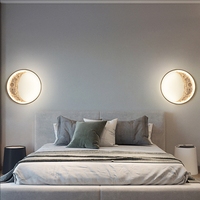 Lampe murale moderne minimaliste en forme de lune, lampe de chevet pour chambre à coucher, lampe scandinave pour mur de fond, couloir ou escalier