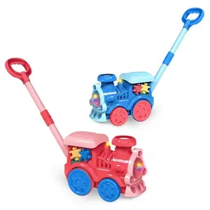 Outdoor Trolley Bubble Lawn Mower Machine Kids Soap Water Toy Hand-powered Electric Locomotive Bubble Machine Toys