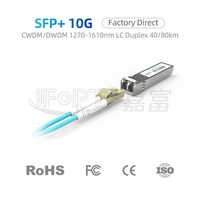 Module émetteur-récepteur SFP+ 10G CWDM/DWDM double mode, longueur d'onde réglable 1270-1610 nm, port LC duplex, compatible diagnostics numériques 40/80 km