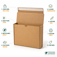 Boîte en carton ondulé écologique Zipper Carton-2 pour supermarché, emballage aérien et postal, facile à déchirer, sans ruban adhésif, pliable, en papier kraft