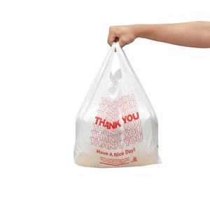 Bolsas de Transporte Resistentes y Desechables Tipo Camiseta con Asas Largas, Material PE, para Compras y Uso en Restaurantes - Product Image 1