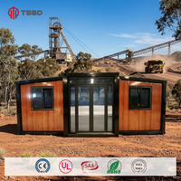Maison conteneur préfabriquée extensible 20 pieds, hébergement portable pour camp minier, conception à dépliage rapide