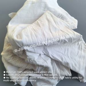 Chiffon de nettoyage en coton blanc 100% coton pour l'industrie, chiffons de nettoyage en tissu recyclé, morceaux de tissu coupés - Product Image 4