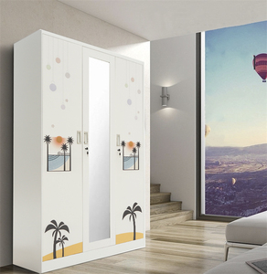 Armoire à vêtements <span class=keywords><strong>en</strong></span> acier, grande armoire, meubles de chambre à coucher <span class=keywords><strong>en</strong></span> métal, 3 portes avec miroir, grand espace de rangement - Product Image 3