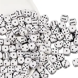 Customizable Acrylic beads Dice 8mm black and white Plastic Loose beads 6 Sided Dice children game accessories wholesale