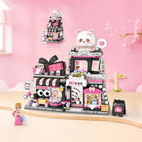 Blocs miniatures Moc, boutique de cadeaux ours rose, jouet éducatif, modèle de construction, blocs de construction en briques pour filles