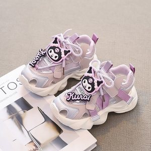 Sandalias de malla para niñas Kurai, transpirables, antideslizantes, planas, con tiras, para la playa, estilo veraniego para estudiantes - Product Image 2