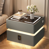 Mesita de Noche Inteligente de Madera Maciza con Cerradura RFID, Estilo Europeo Clásico con Compartimento Secreto Oculto para Almacenamiento