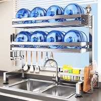 Égouttoir à vaisselle double en acier inoxydable pour évier de cuisine, design moderne, durable, multifonctionnel, étagère de rangement de comptoir pour casseroles