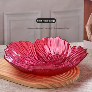 Assiettes de présentation élégantes en verre à motif floral irrégulier, ornées de pétales de cristal vintage, pour tasses et soucoupes de mariage, assiette à fruits - Product Image 2