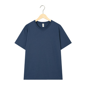 205g verano algodón manga corta personalizado hombres color sólido suelto cuello redondo gran tamaño hombres camiseta base al por mayor - Product Image 4