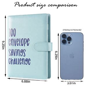 Venta al por mayor personalizado 100 ahorro de dinero organizador sobre desafío Finanzas planificador carpeta Cuadernos de cuero PU - Product Image 2
