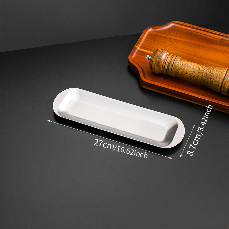 Silver stainless steel small long tray