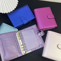 Organiseur de budget portable A6 à feuilles mobiles avec finition nacrée métallique brillante, classeur pour billets et reçus