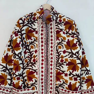 Handmade Embroidered Long <b>Jacket</b> Kimono <b>Winter</b> <b>Warmed</b> Coat <b>For</b> <b>Women</b> Cotton Suzani Coat <b>Jacket</b> Handmade Embroidered Long Robe - Product Image 1