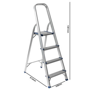 Escada Dobrável de Alumínio com 4 Degraus Certificada EN131 Leve Doméstica com Degraus Largos Antiderrapantes Capacidade de Carga 150kg - Product Image 3