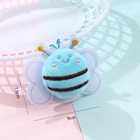 Miroir de maquillage portable en peluche abeille de dessin animé, mignon accessoire de sac d'étudiant, miroir de poche avec porte-clés perlé et cordon